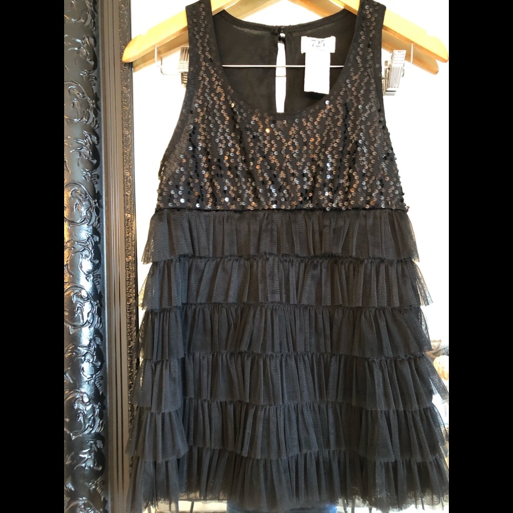 SzM black tulle  ruffled shirt , with bling